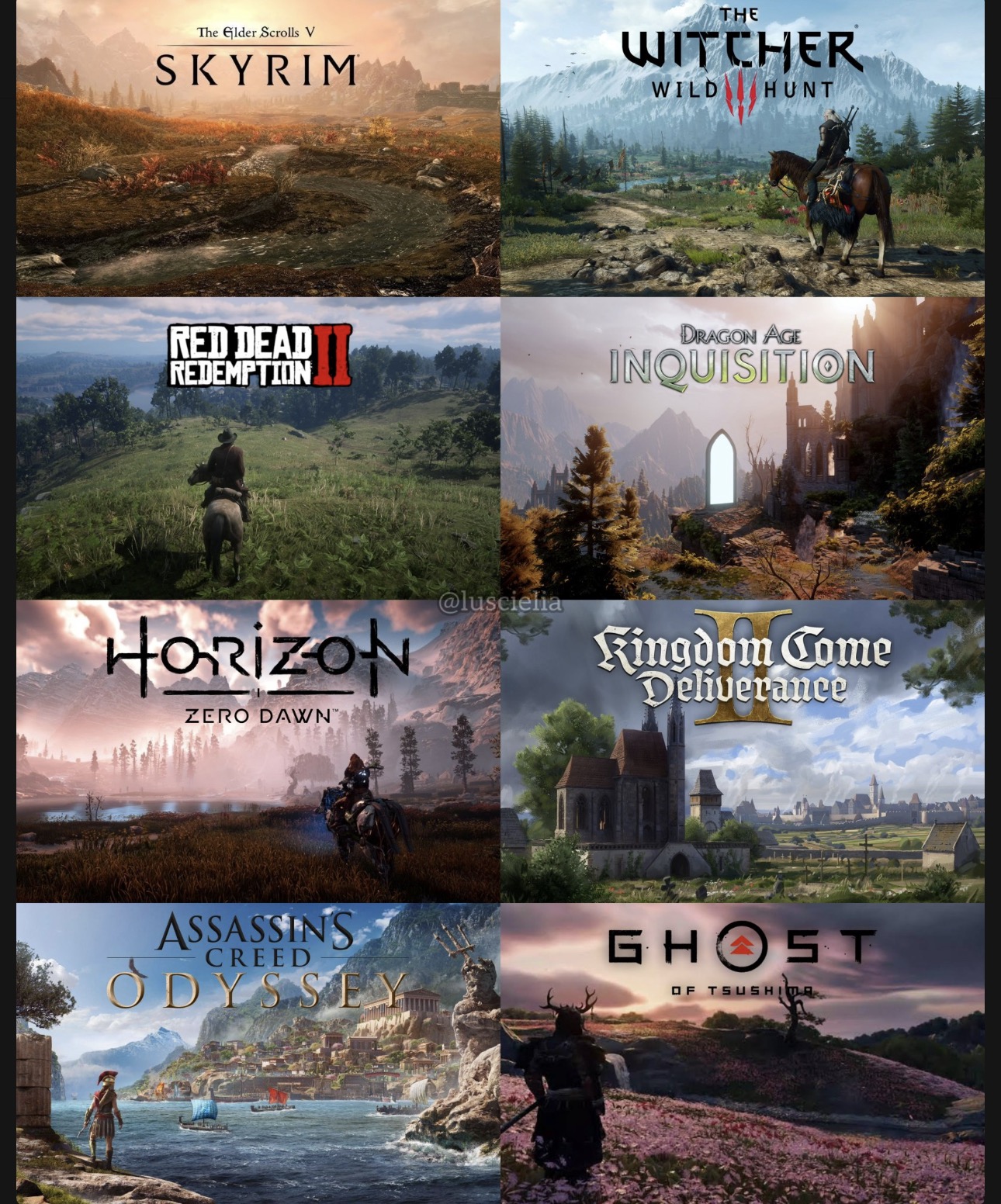 Open-world game title typography reference